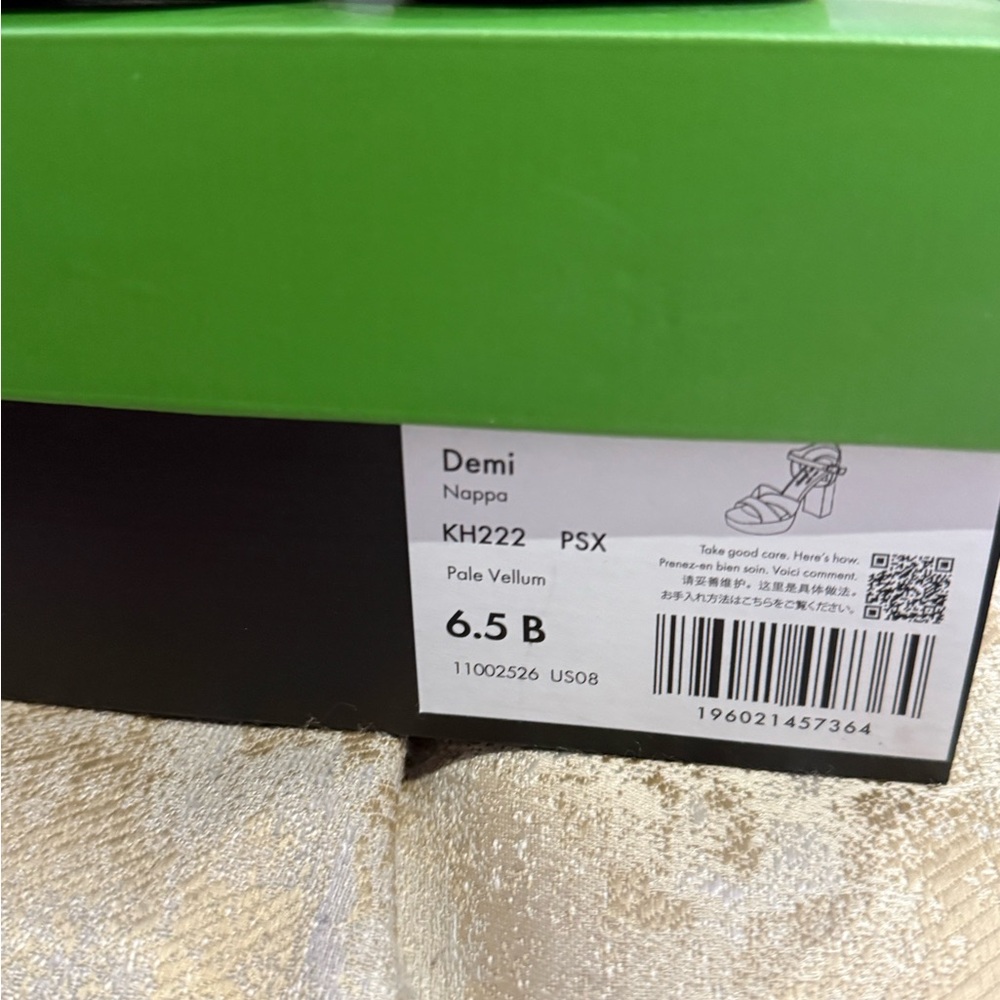 201. Kate Spade Demi Napa Pale Vellum Platform Sandals - Picture 5 of 5